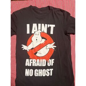 Ghostbusters Graphic T-Shirt Men S Black Excellent I Ain't Afraid Of No Ghost